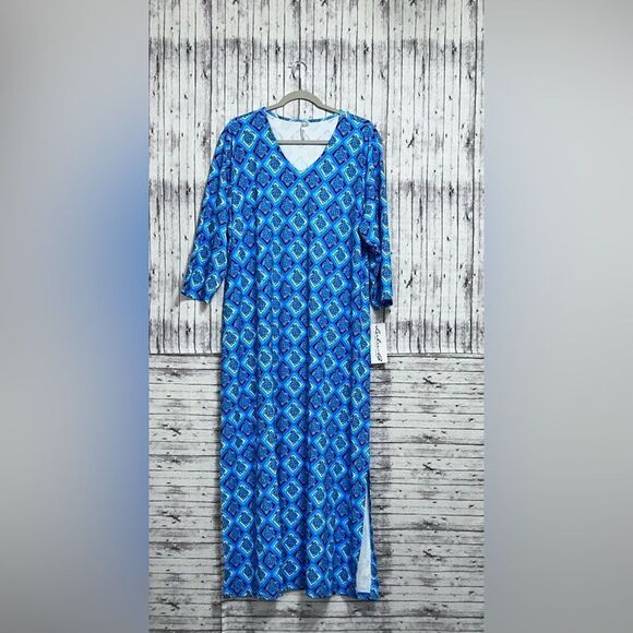 Lulu-B Bahama Blue Turtle Maxi Dress - Picture 1 of 9